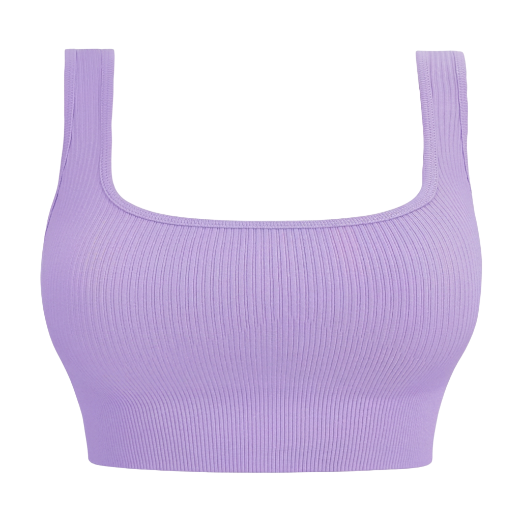 Brassière Sport Sculptante Côtelée – Lavande