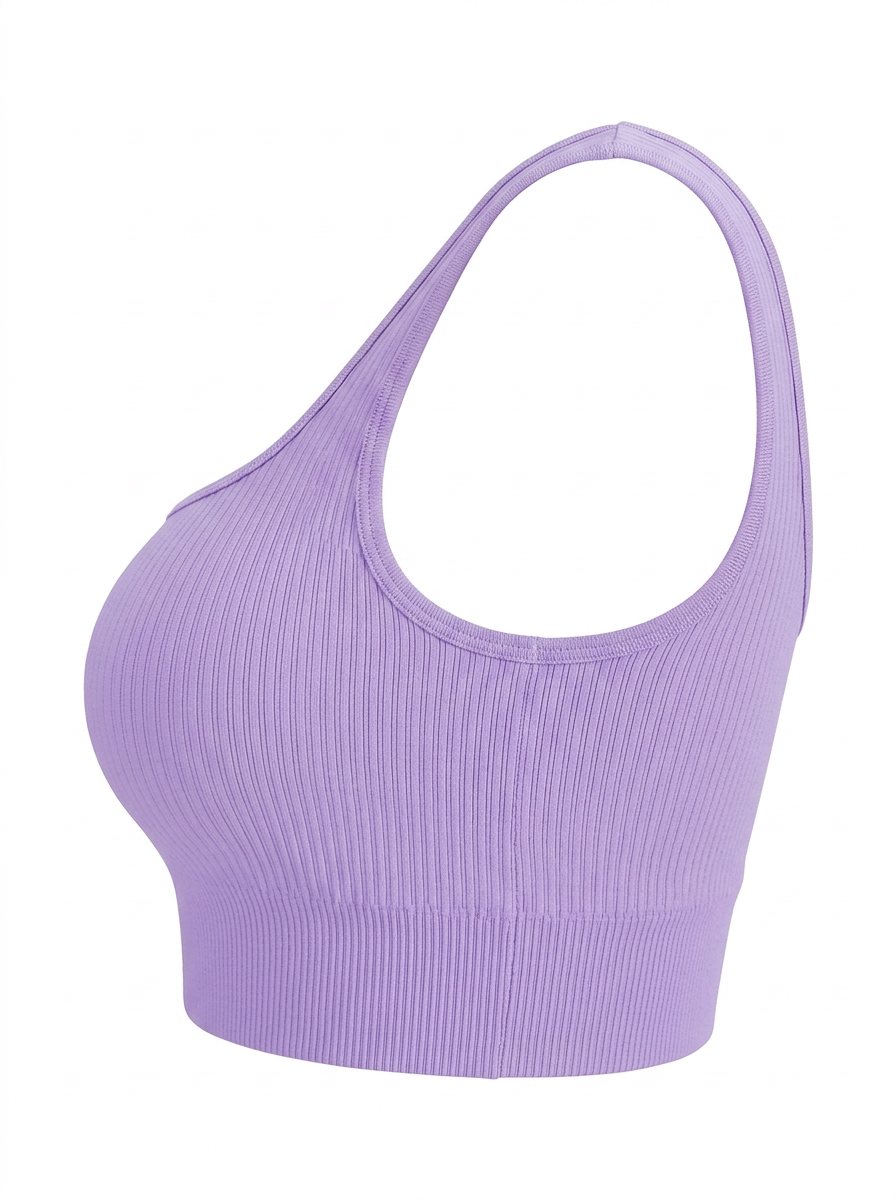 Brassière Sport Sculptante Côtelée – Lavande